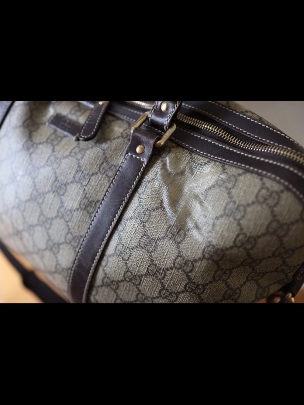 Gucci GG supreme coated canvas document bag weekender duffel laptop case AUTH! - Picture 5 of 12